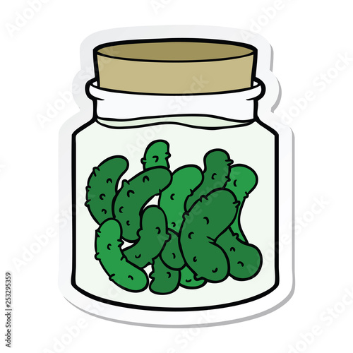 sticker of a cartoon pickled gherkins
