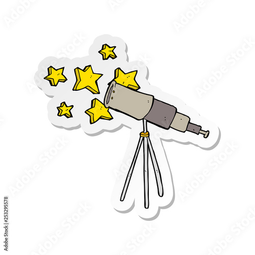 sticker of a cartoon telescope