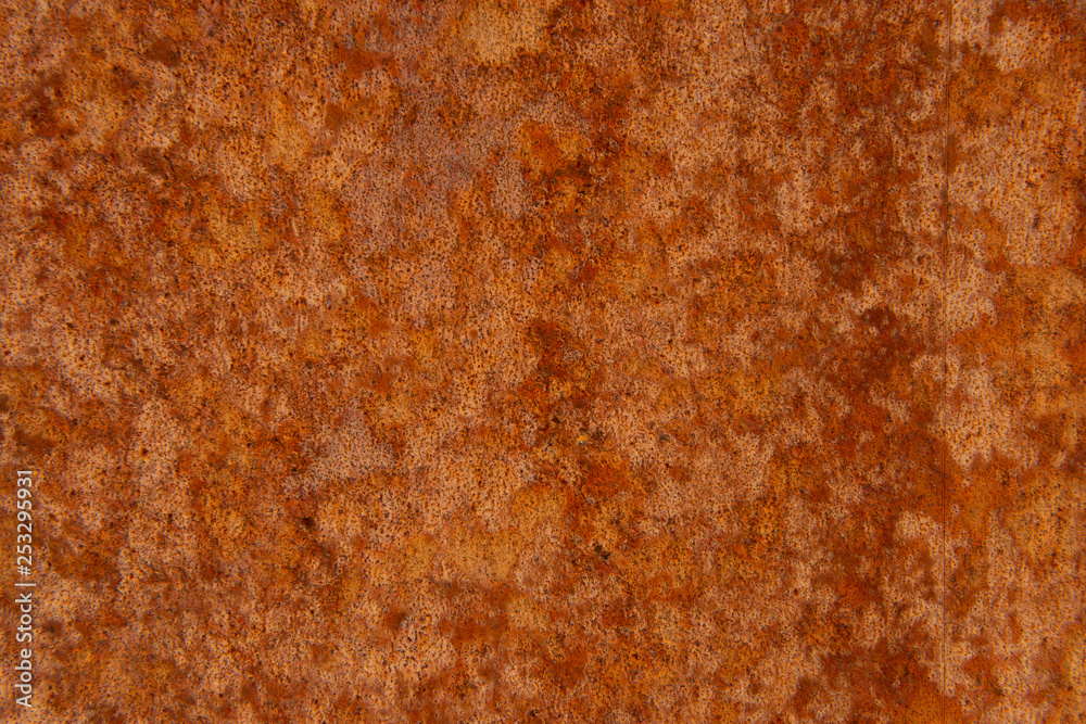 Old Distressed Brown Terracotta Copper Rusty Stone Background with Rough Texture Multicolored Inclusions. Stained Gradient Coarse Grainy Surface - obrazy, fototapety, plakaty 