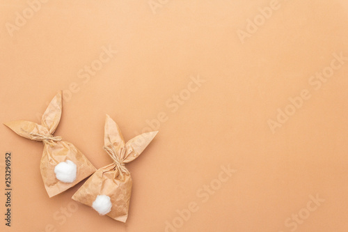 Canvas Print Easter bunny paper gift egg wrapping DIY idea on colorful background