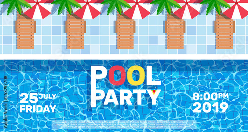 pool party horizontal banner  design