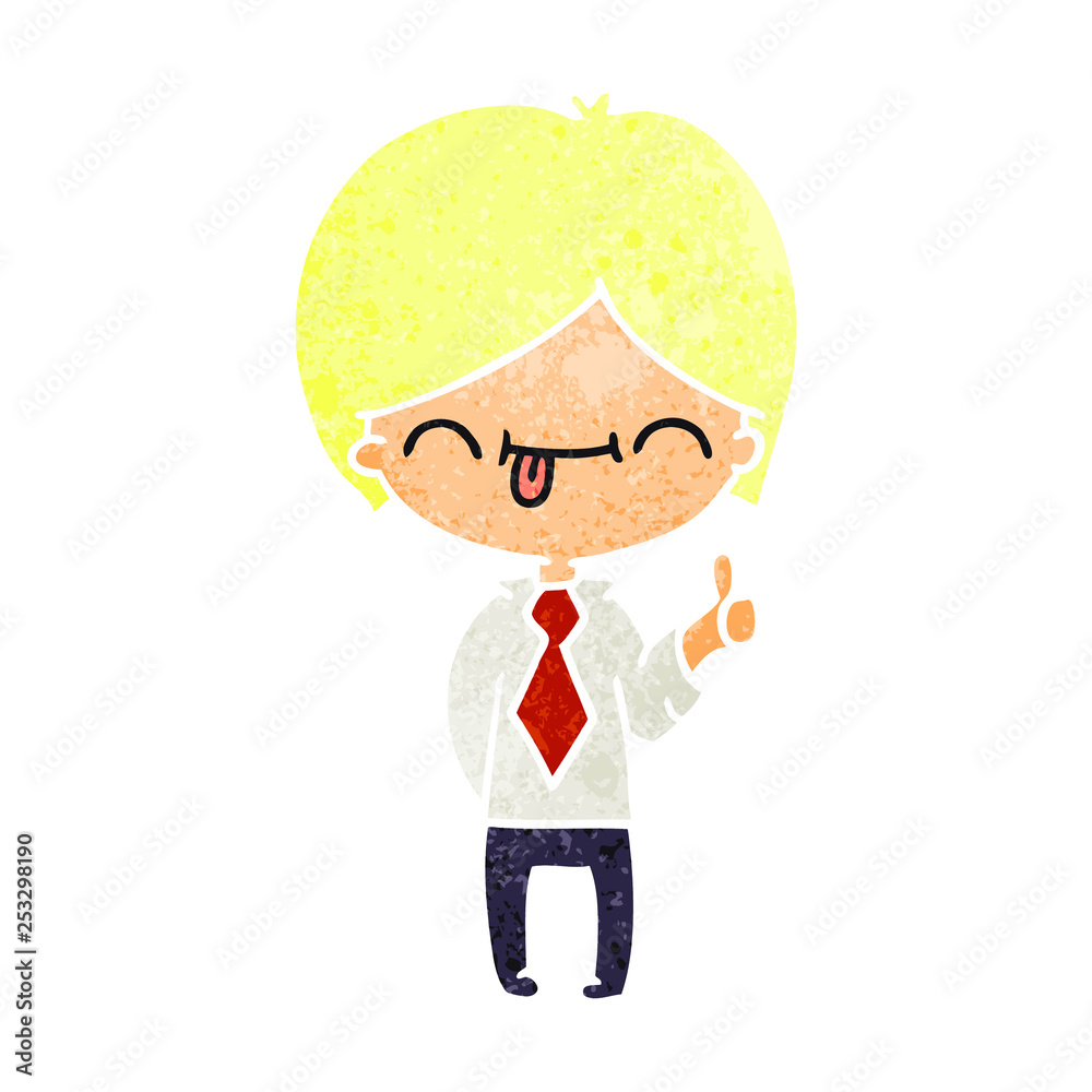 retro cartoon of boy with thumb up retro cartoon of boy with thumb up