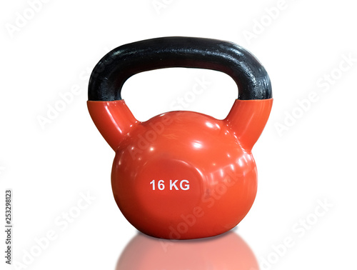 Orange Kettlebell, Healthy Concept on White Background., with clipping path - Image
