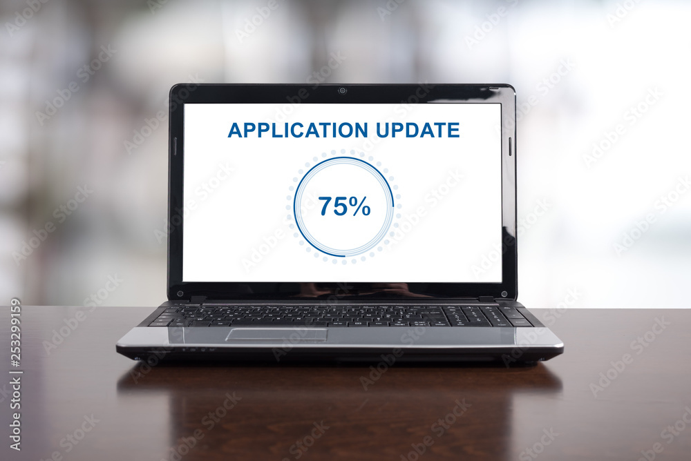 Application update concept on a laptop Application update concept on a laptop