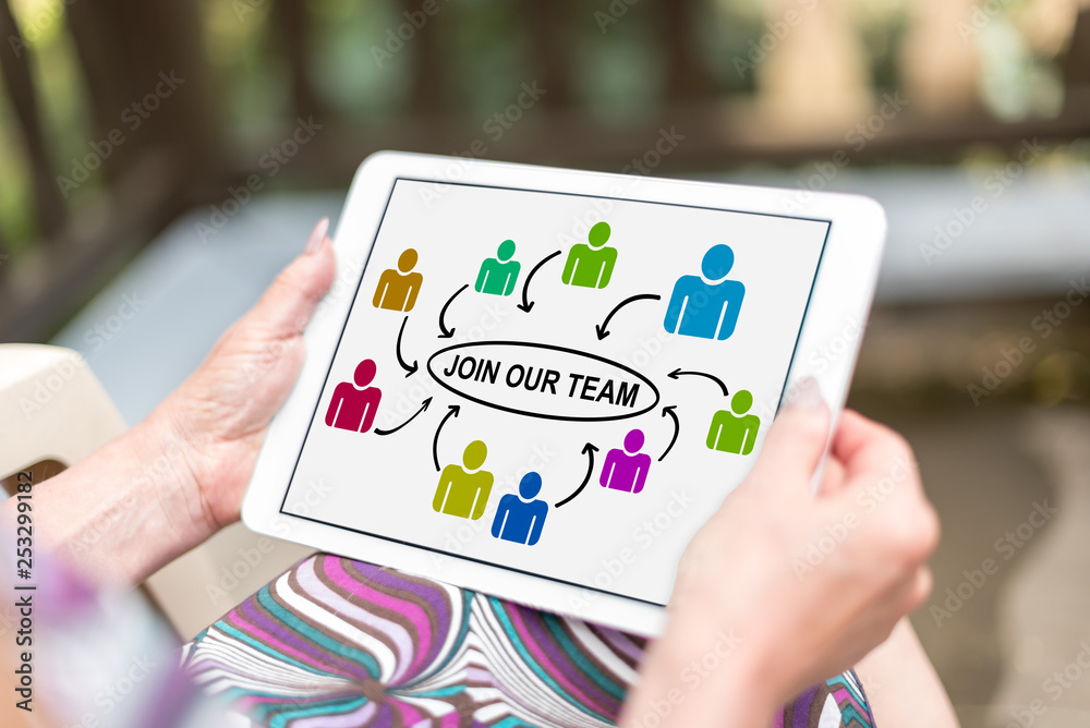 Join our team concept on a tablet Join our team concept on a tablet
