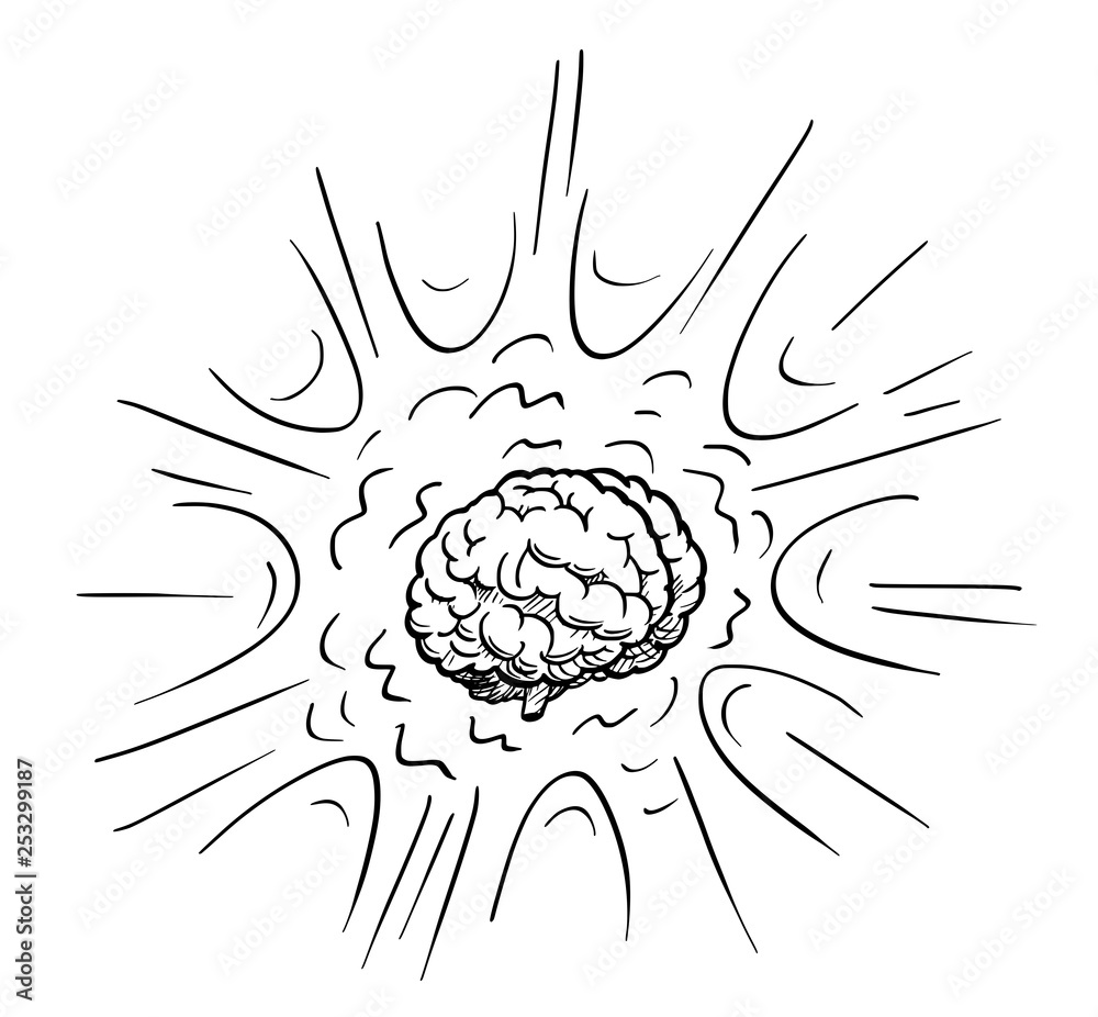 Cartoon conceptual drawing or illustration of excited or exploding human brain. Concept of creativity and intelligence. Stock Vector | Adobe Stock Cartoon conceptual drawing or illustration of excited or exploding human brain. Concept of creativity and intelligence. Stock Vector | Adobe Stock