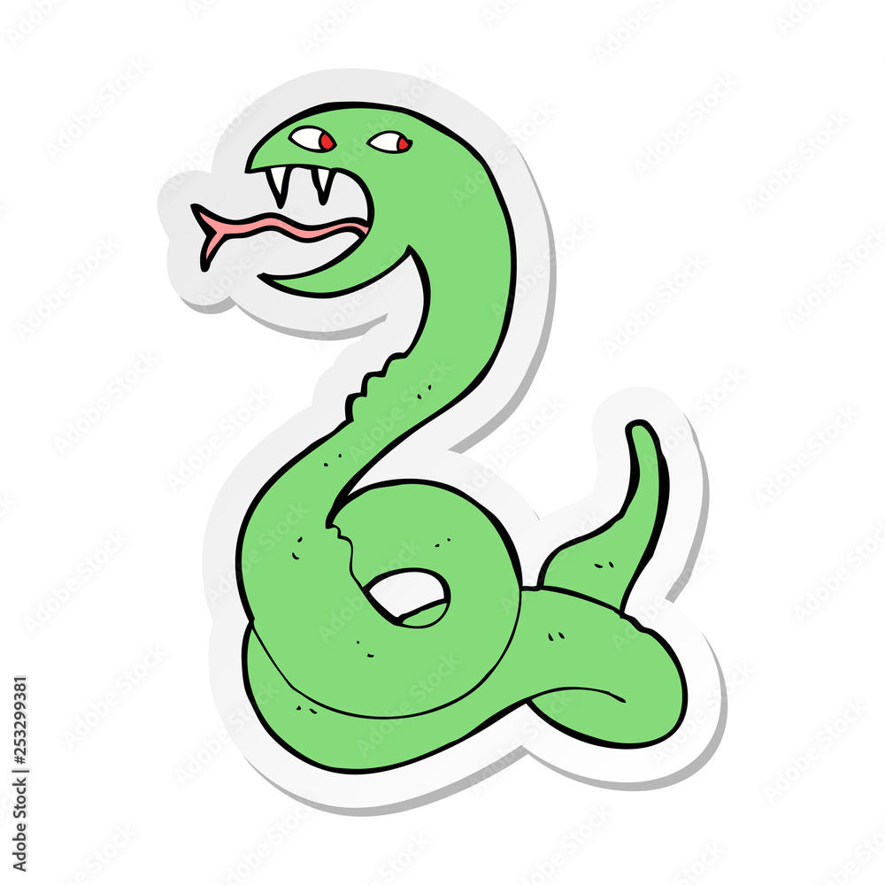 Fototapeta premium sticker of a cartoon hissing snake