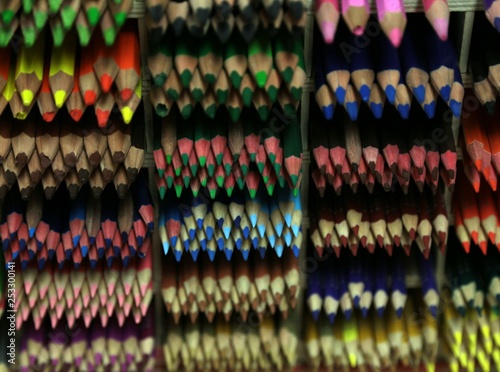 Colour pencils isolated on white background close up 