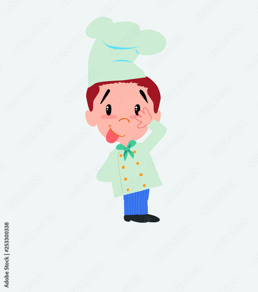 Chef sticks out his tongue in gesture of funny shyness. Chef sticks out his tongue in gesture of funny shyness.