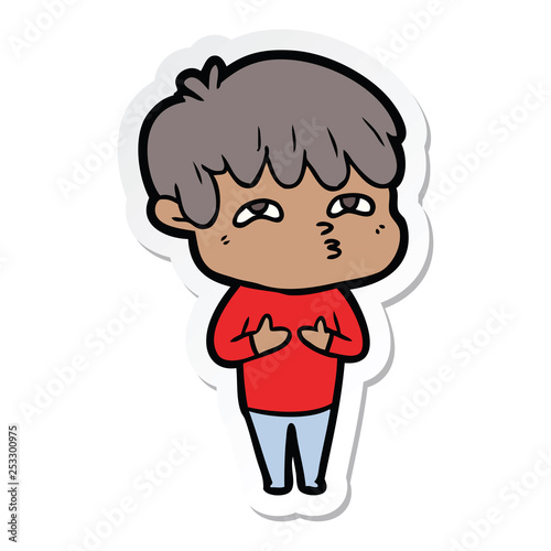 sticker of a cartoon curious man