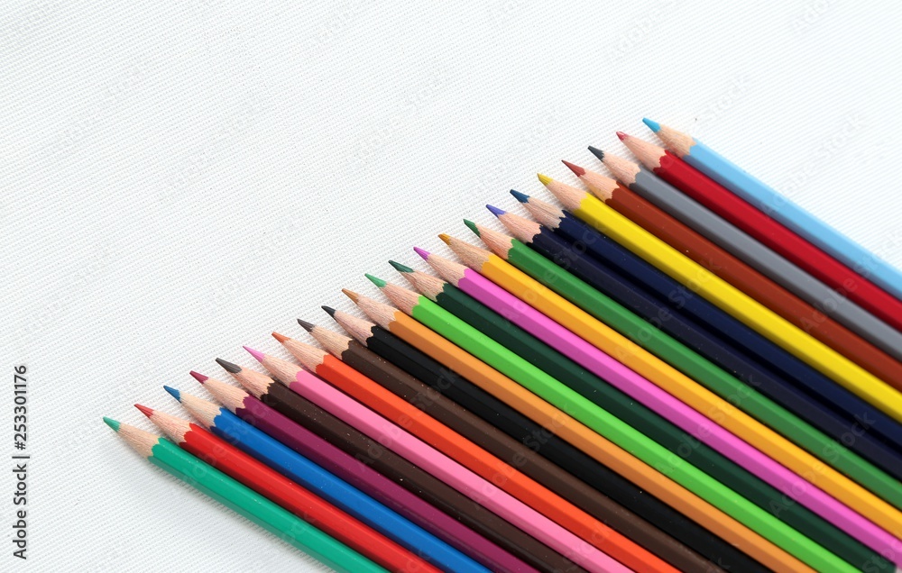 Colour pencils isolated on white background close up Colour pencils isolated on white background close up