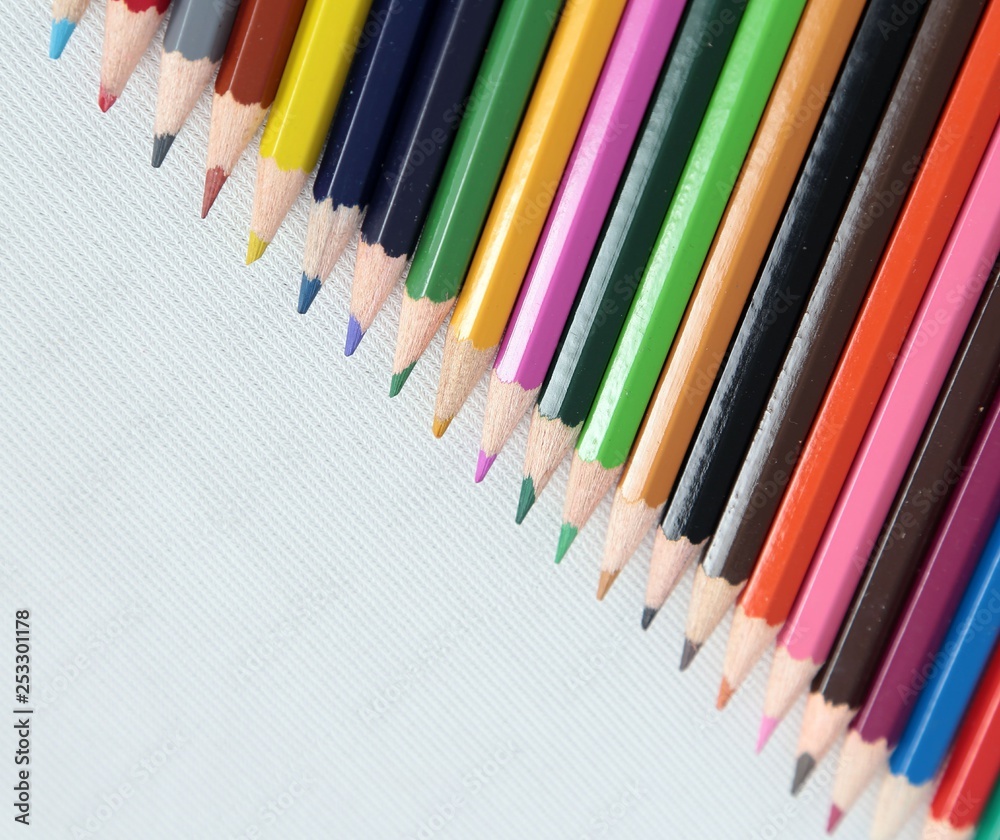 Colour pencils isolated on white background close up Colour pencils isolated on white background close up