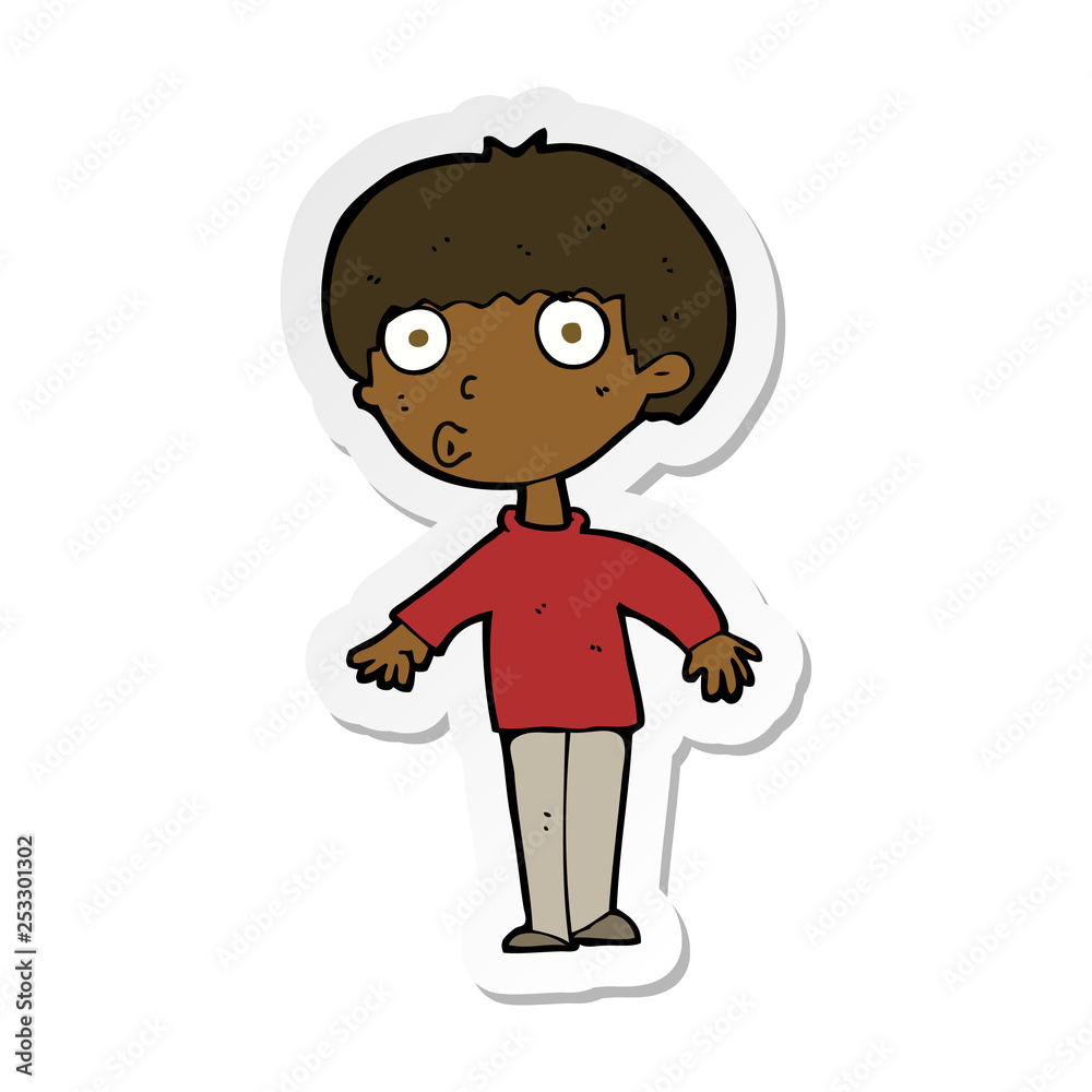 sticker of a cartoon surprised boy sticker of a cartoon surprised boy