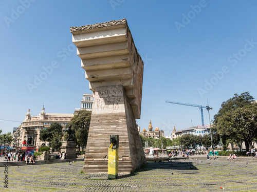 Catalonia Square, the center of the city and the most emblematic square in Barcelona, and monument to President of Catalonia, Francesc Macia. photo