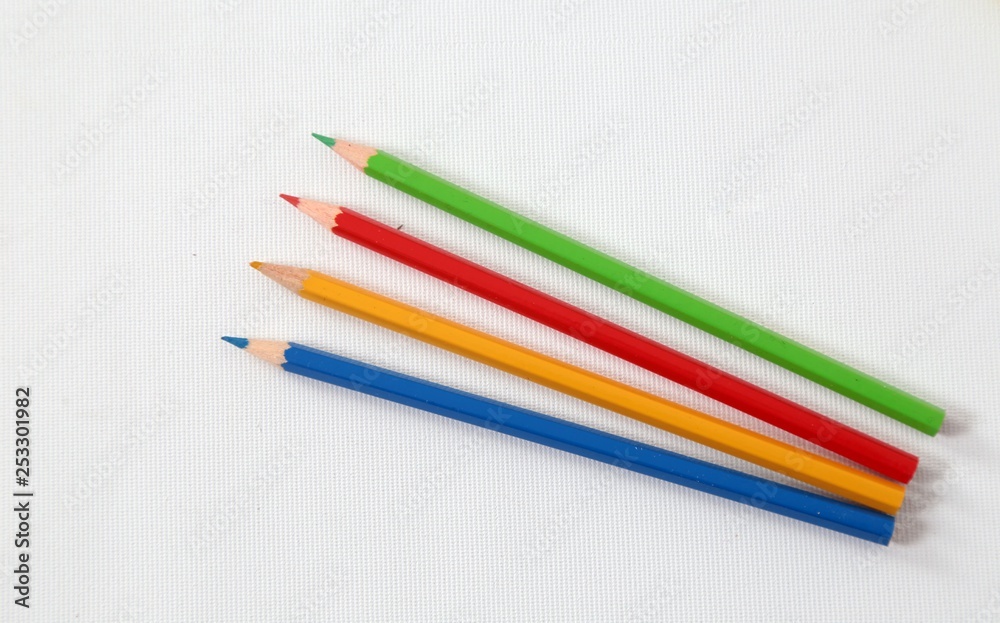 Colour pencils isolated on white background close up Colour pencils isolated on white background close up
