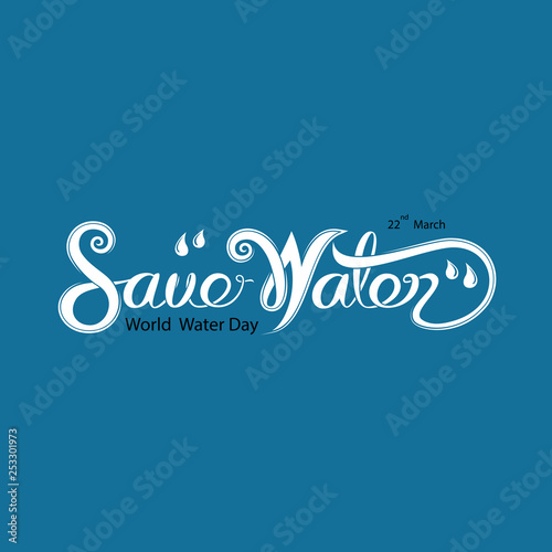 Blue Save Water Typographical Design Elements.World Water Day icon.March,22.Minimalistic design for World Water Day concept.Vector illustration