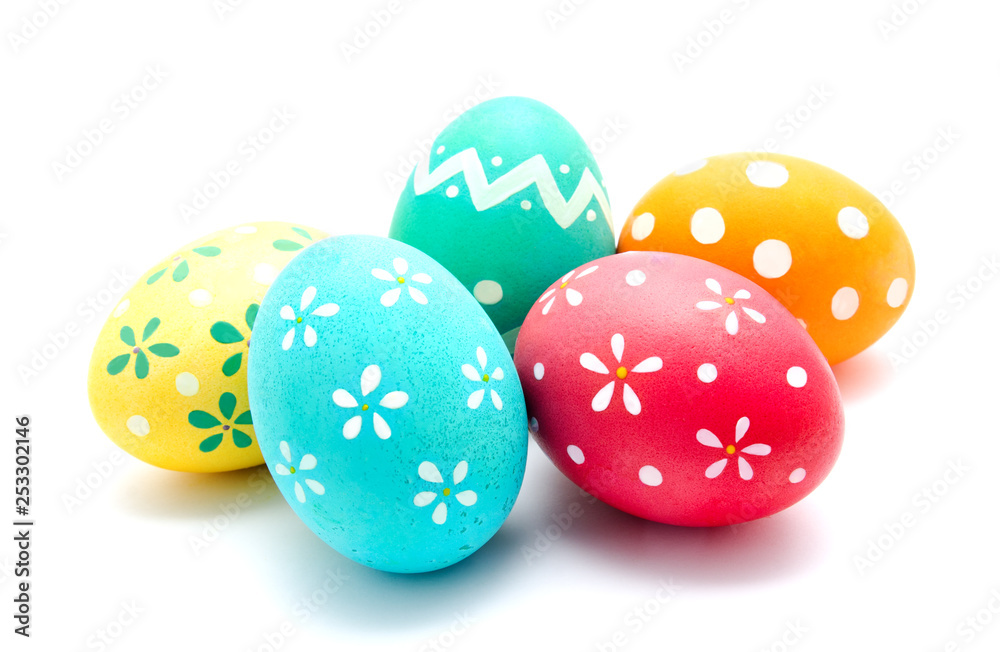 Perfect colorful handmade easter eggs isolated