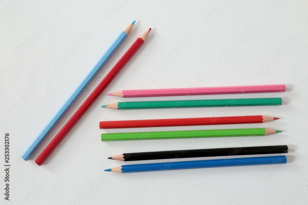 Colour pencils isolated on white background close up Colour pencils isolated on white background close up