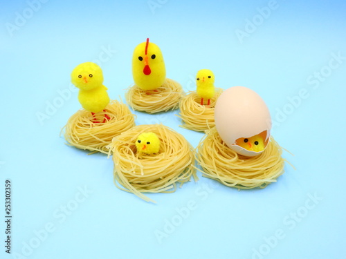 Funny Easter Composition with Nest Pasta photo