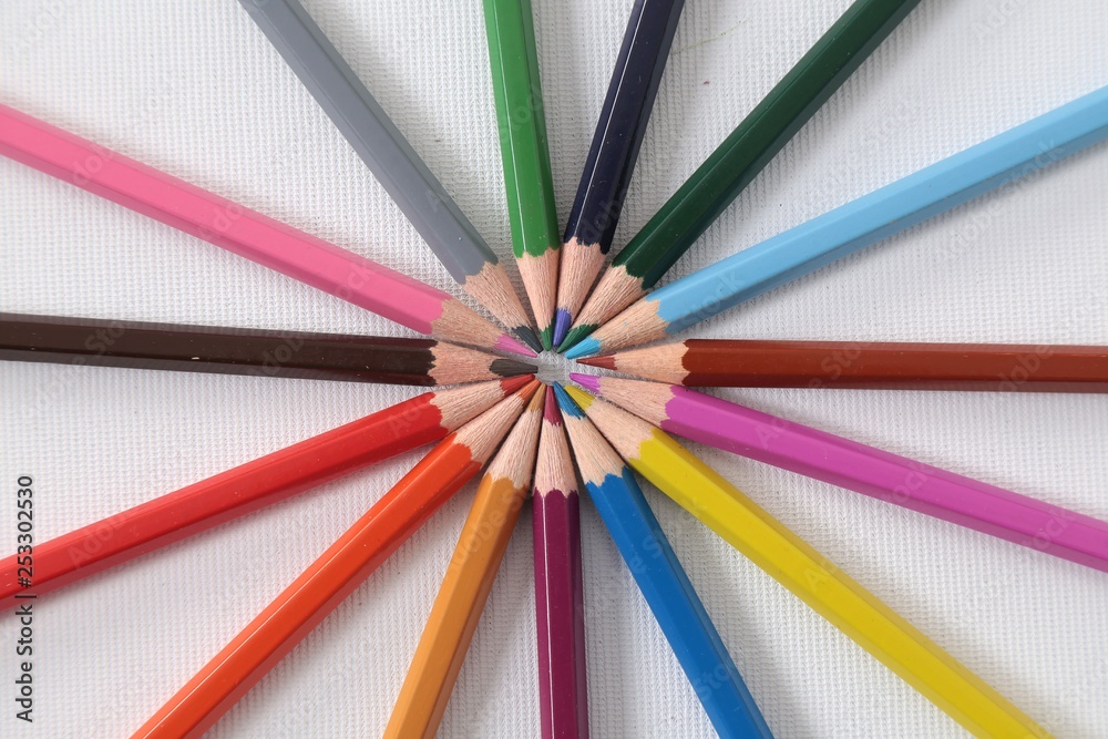 Colour pencils isolated on white background close up Colour pencils isolated on white background close up