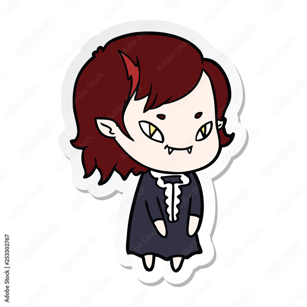 sticker of a cartoon friendly vampire girl sticker of a cartoon friendly vampire girl