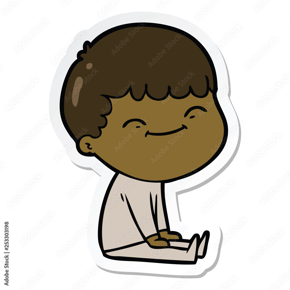 sticker of a cartoon happy boy sticker of a cartoon happy boy