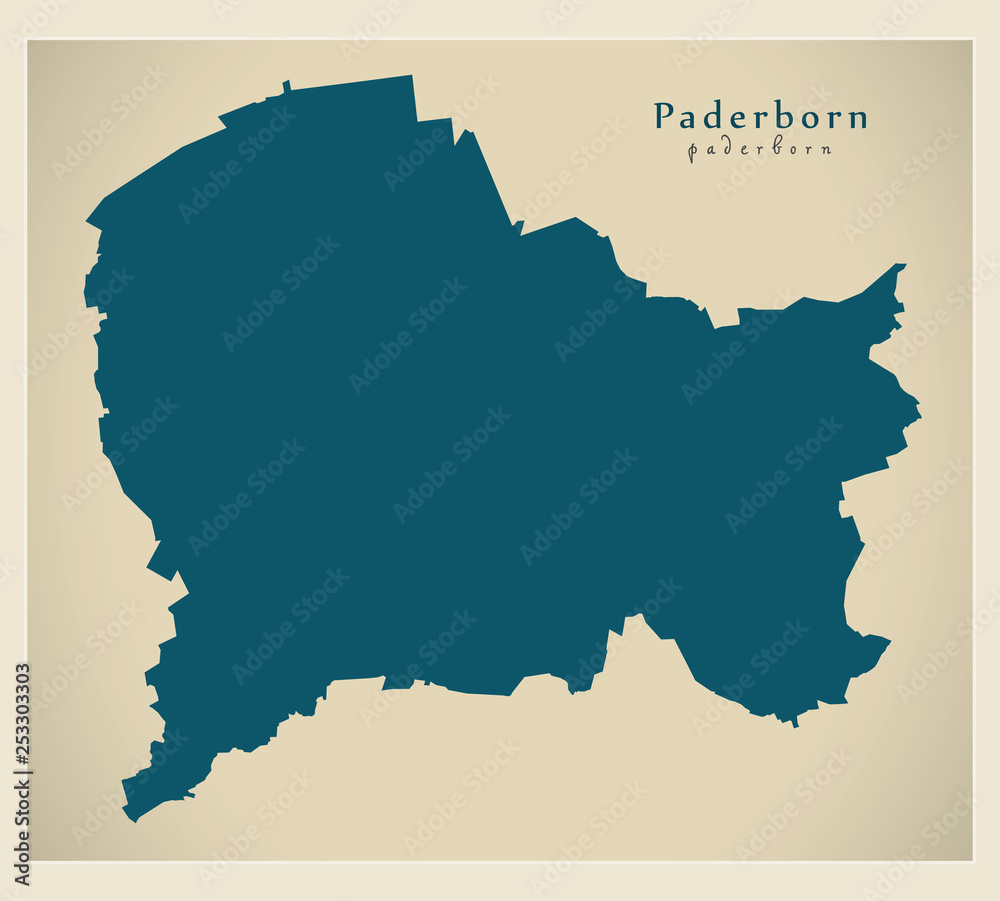 Modern City Map - Paderborn city of Germany DE