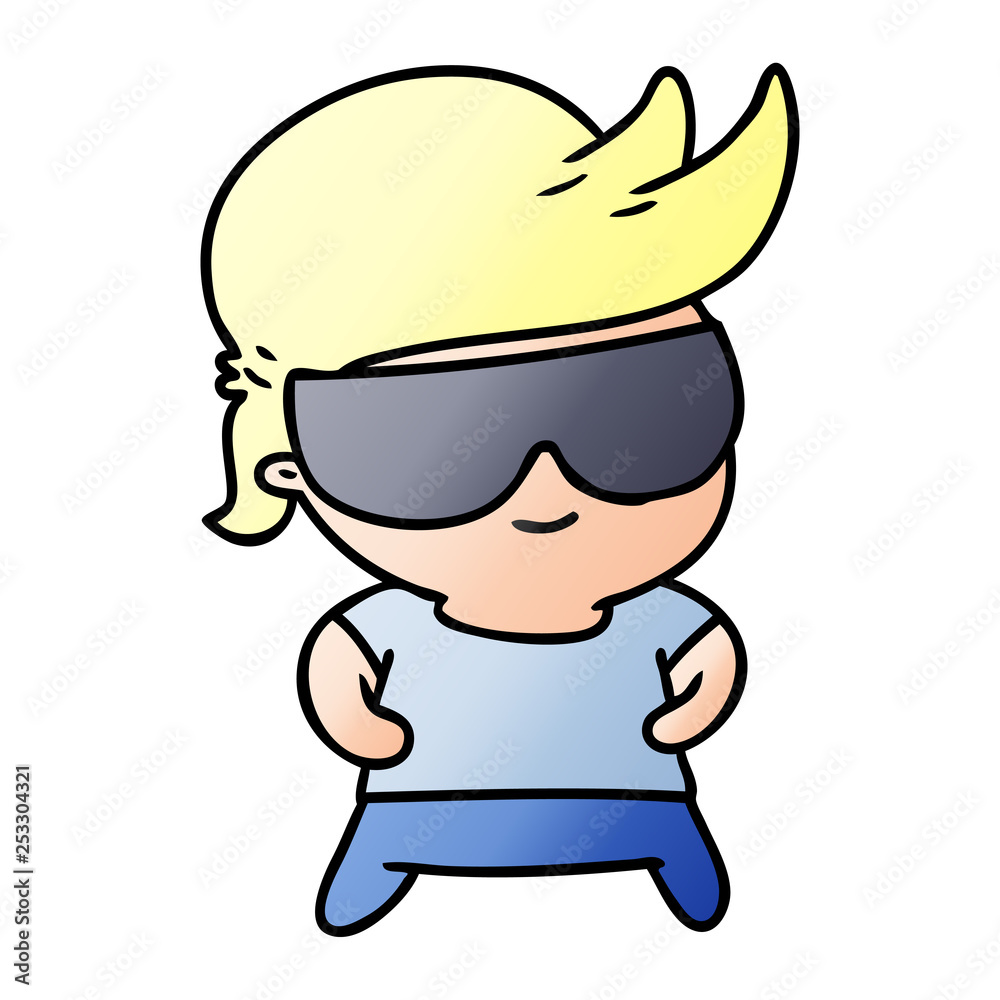 gradient cartoon kawaii kid with shades gradient cartoon kawaii kid with shades