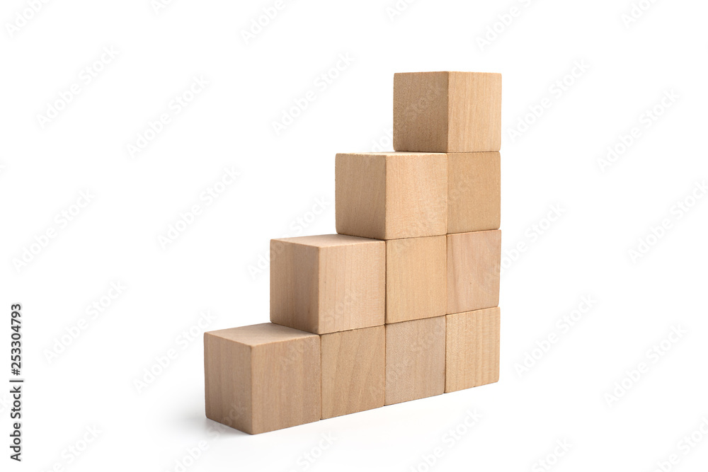 Obraz premium Growth Blocks Steps Isolated On White