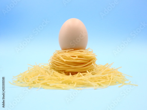 Funny Easter Composition with Nest Pasta