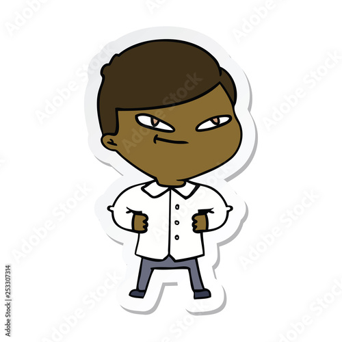 sticker of a cartoon confident man