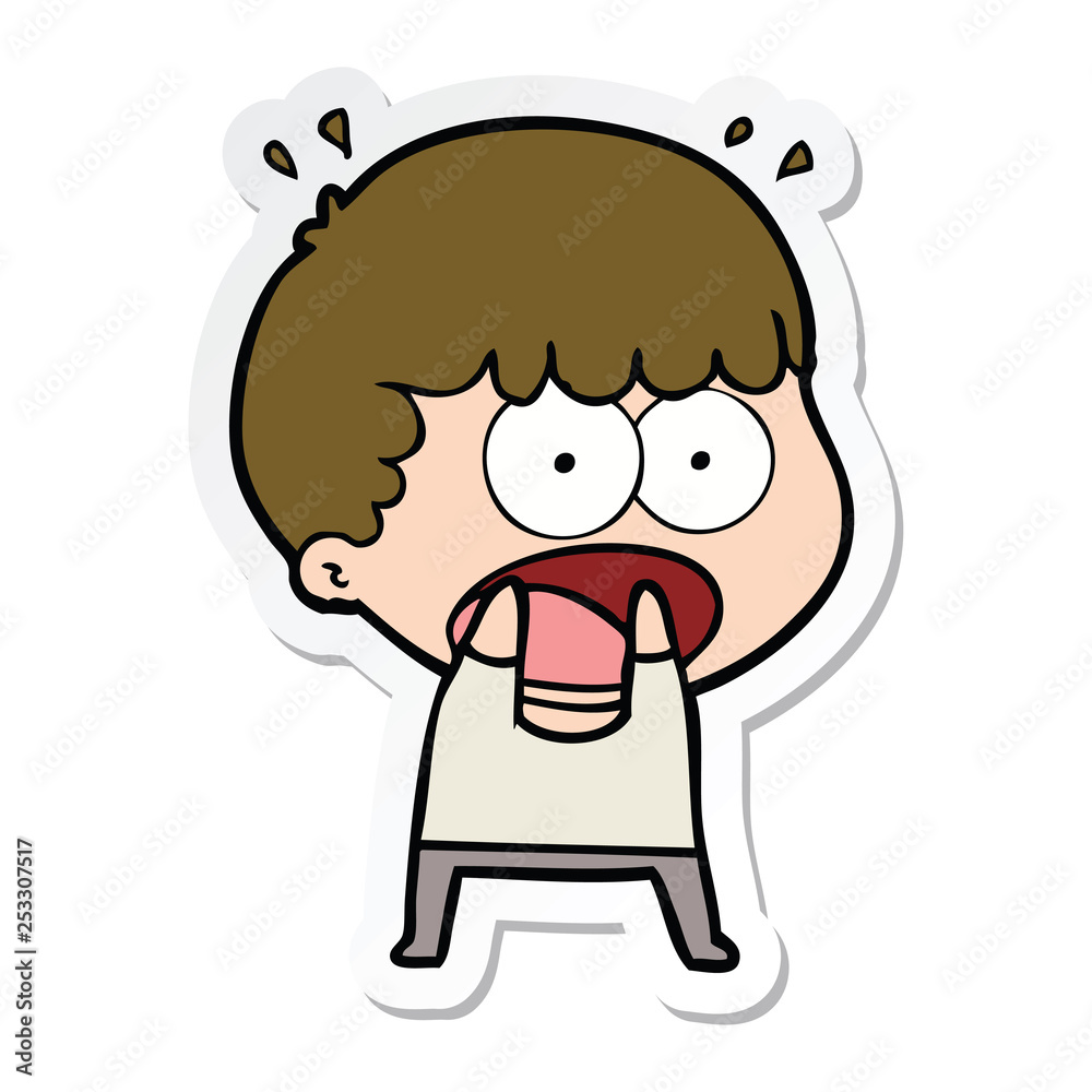 sticker of a cartoon shocked man sticker of a cartoon shocked man