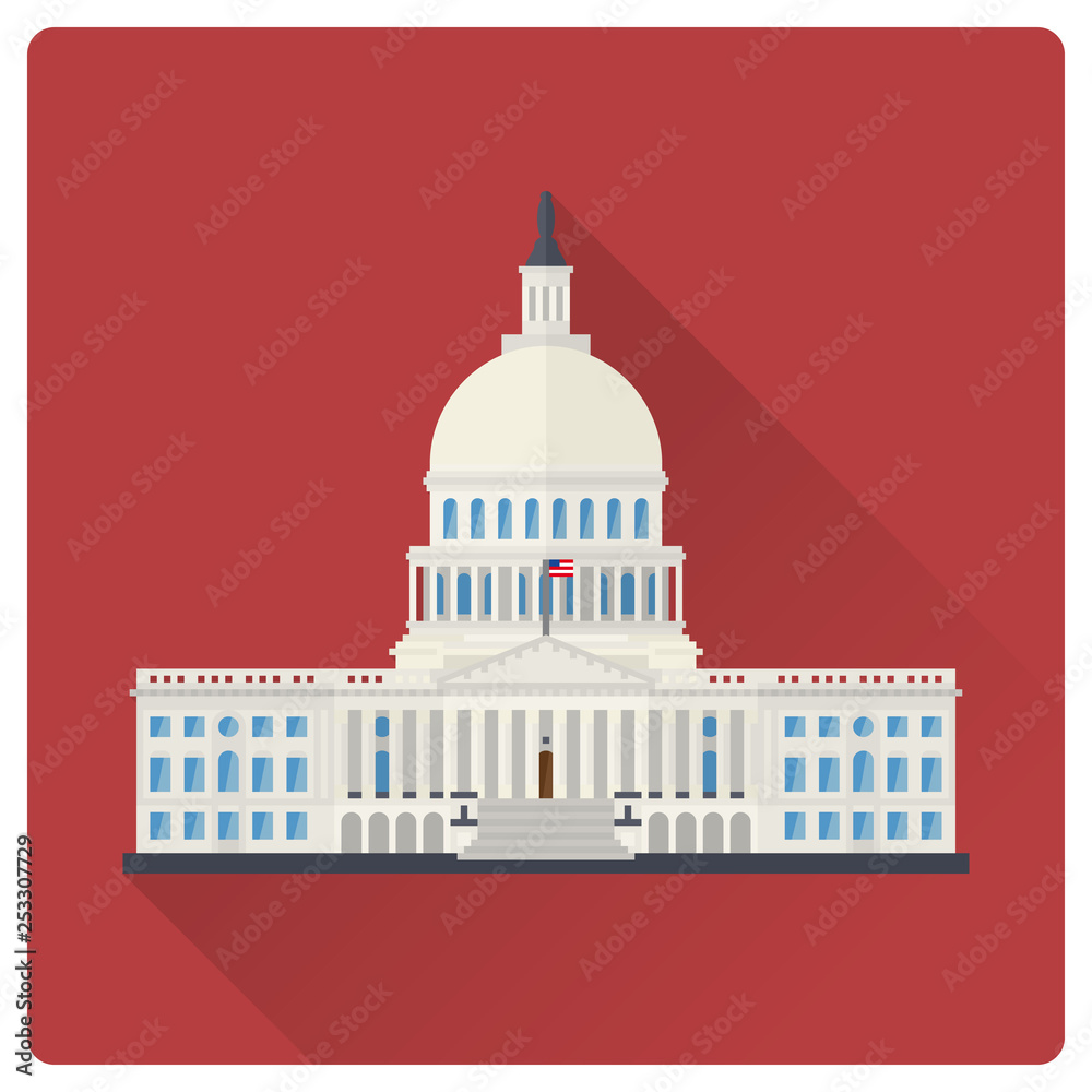 The Capitol at Washington, flat design icon
