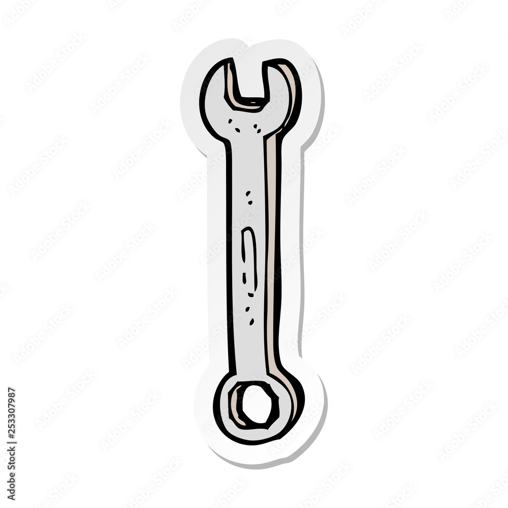sticker of a cartoon spanner sticker of a cartoon spanner