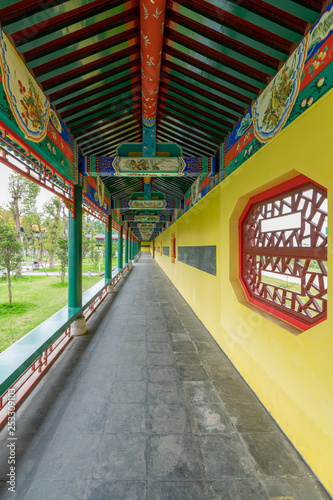 Chinese corridor in Confucius Temple in Suixi, Guangdong province