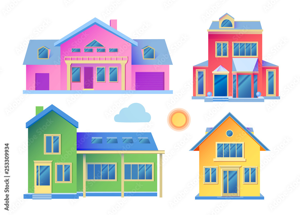 Fototapeta premium House Facade. Building Front View. Cottage Concept.