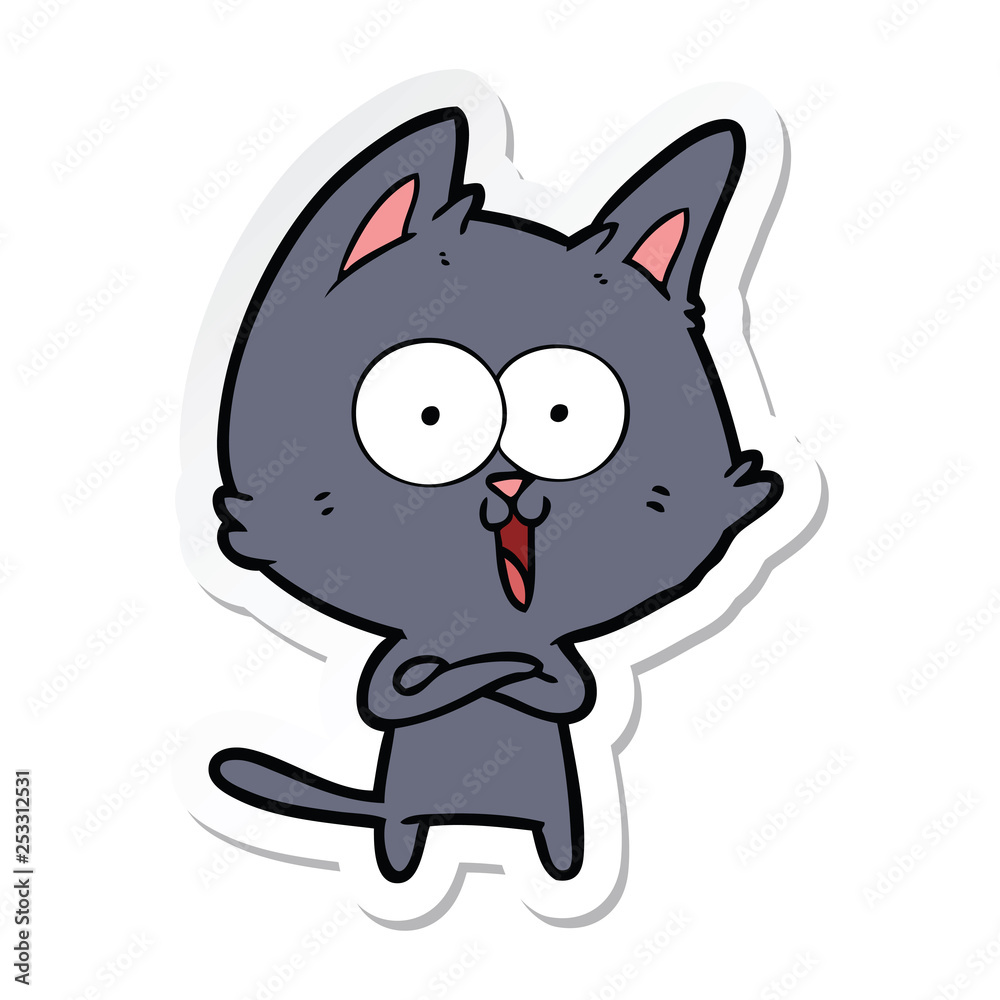 sticker of a funny cartoon cat sticker of a funny cartoon cat