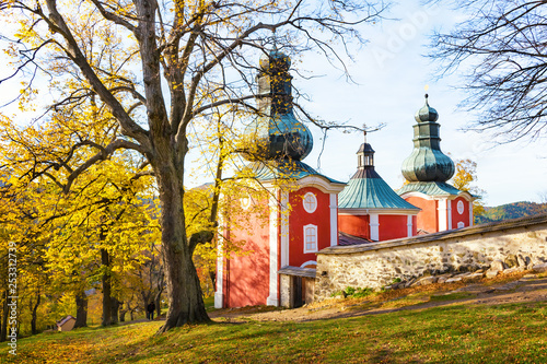 Lower church of Calvary in Banska Stiavnica during autumn, UNESCO (SLOVAKIA)