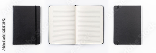 black notebook on white background with clipping path photo