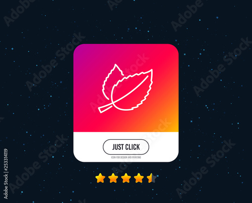 Mint leaves line icon. Herbal leaf sign. Tea with Mentha symbol. Web or internet line icon design. Rating stars. Just click button. Vector