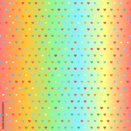 Bright glowing heart pattern. Seamless vector background
