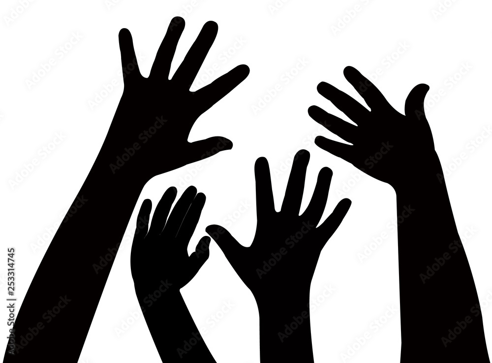 hands together, silhouette vector