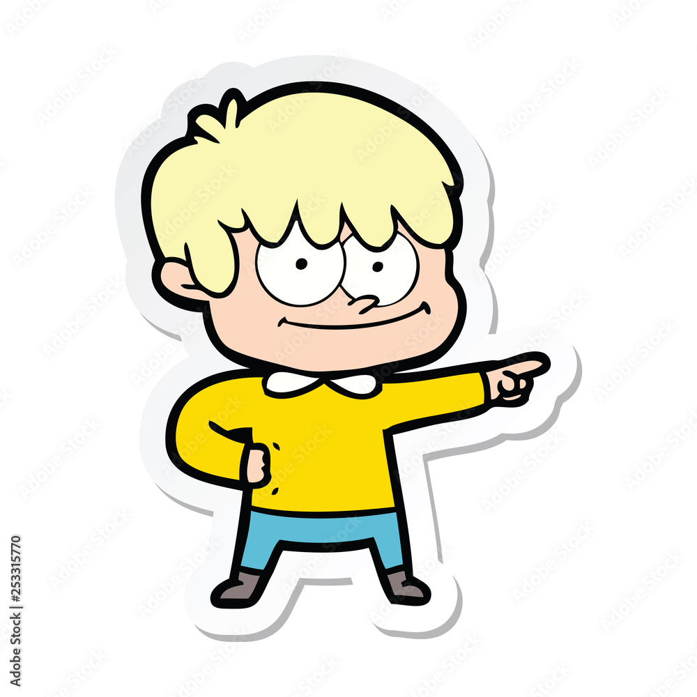 sticker of a happy cartoon man