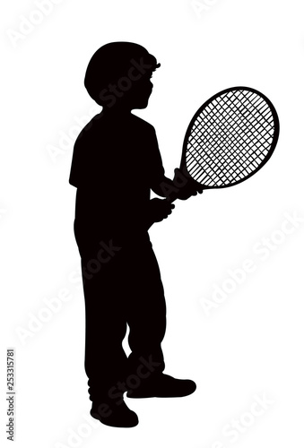 tennis player boy body silhouette vector © turkishblue