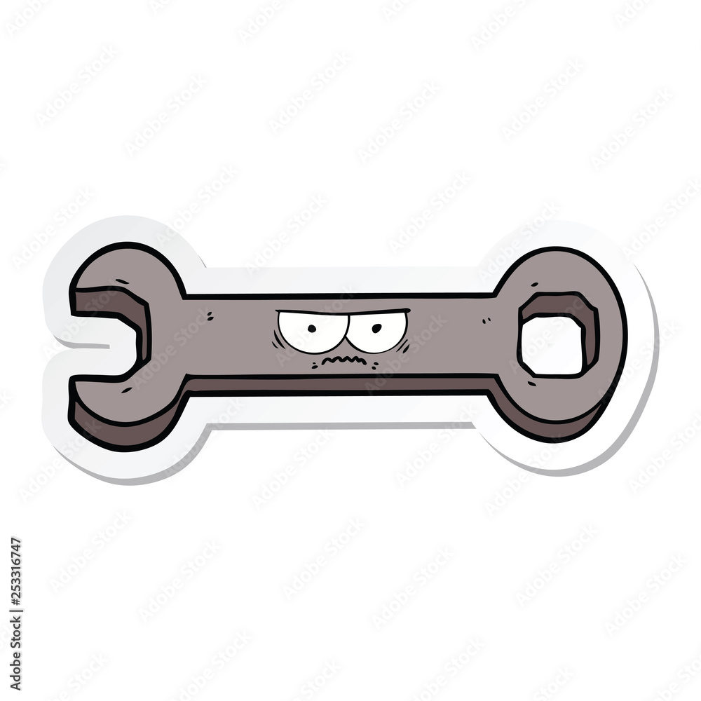 sticker of a cartoon spanner sticker of a cartoon spanner
