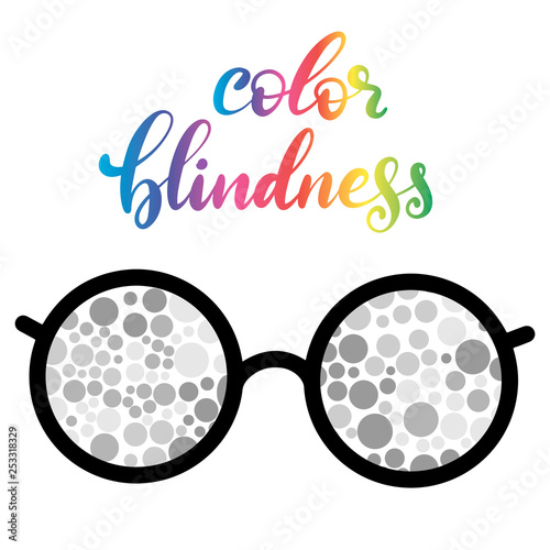 Lettering vector illustration of a word color blindness with test