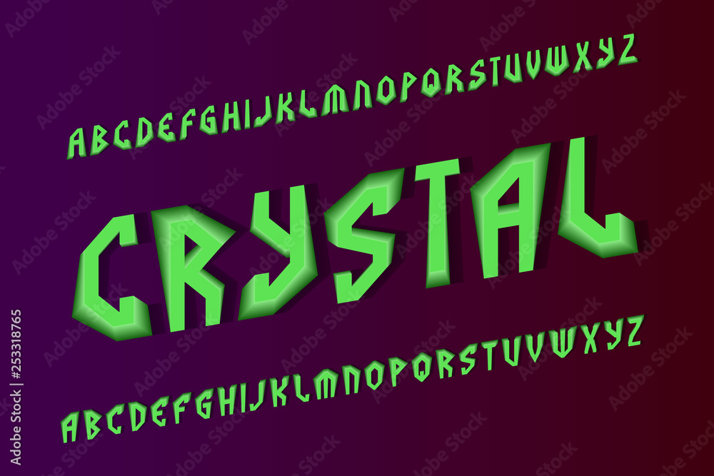 Crystal volumetric alphabet. Dual 3d font. Isolated english alphabet.