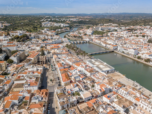 Aerial view of charming Tavira in sunny day, Algarve, Portugal