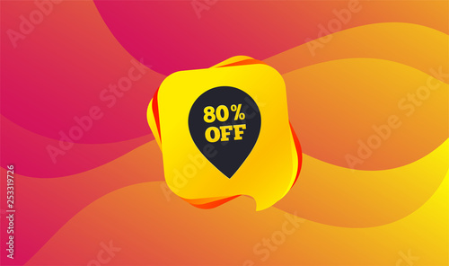 80% sale pointer tag sign icon. Discount symbol. Special offer label. Wave background. Abstract shopping banner. Template for design. Vector