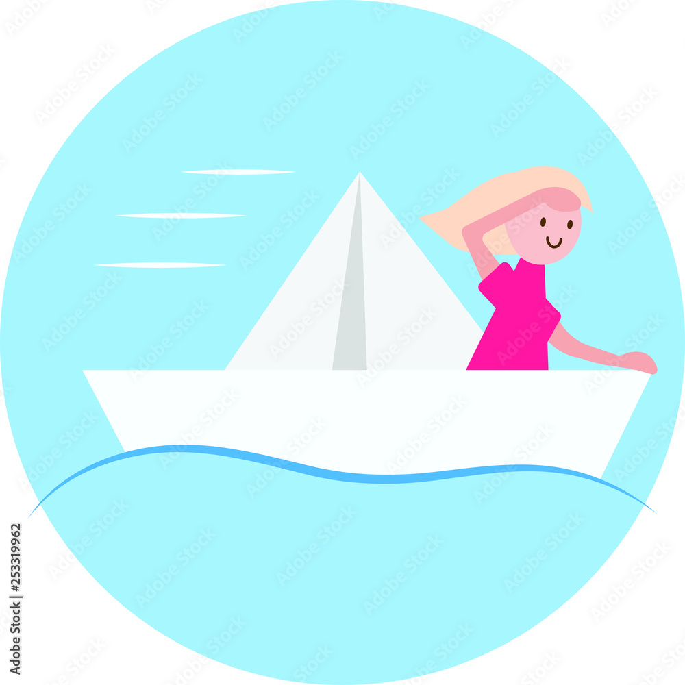 Obraz girl on the boat vector illustration flat desing